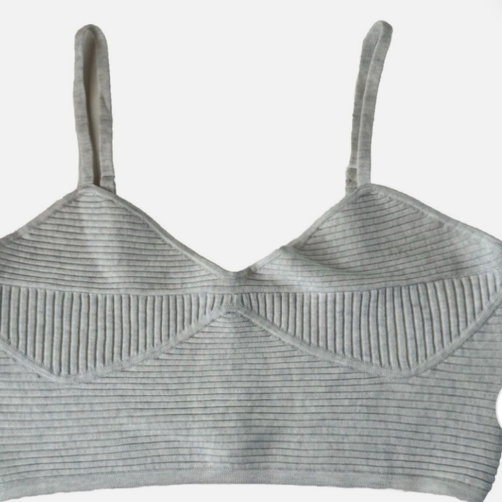 Aerie Women's xsmall Crop Tank Top Heather Blue White Ribbed Adjustable.